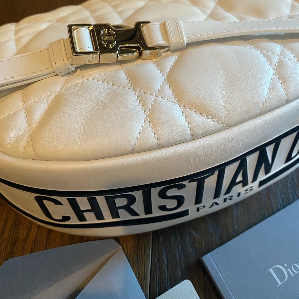 Christian Dior White & Black Cannage Leather Medium Vibe Hobo Purse - Picture 5 of 5